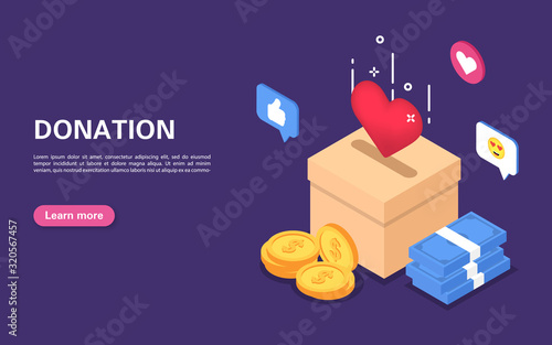 Donation concept. Box for charity. Volunteering and cash contributions.