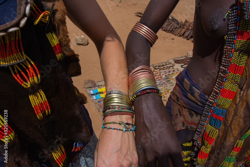 Wearing traditional tribal jewellery, Ethiopia