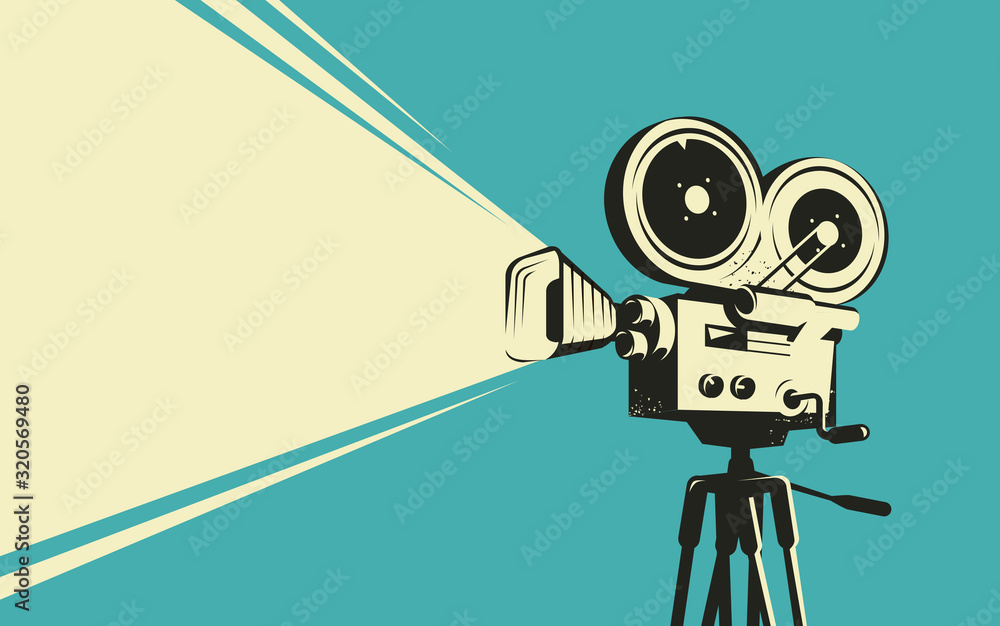 Movie camera retro. Cinema, projector vintage vector Stock Vector | Adobe  Stock