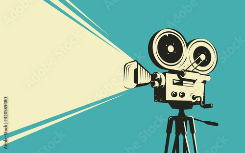 Movie camera retro. Cinema, projector vintage vector