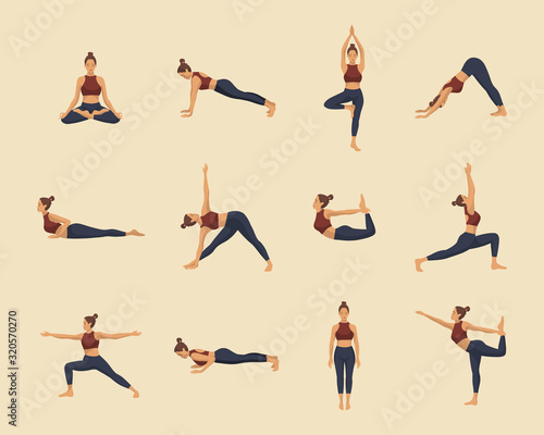 Fotografie, Obraz Set of yoga asanas