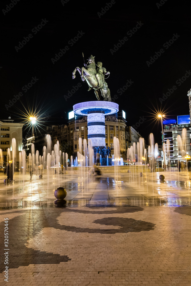 Fototapeta Warrior On A Horse Statue -Skopje, North Macedonia
