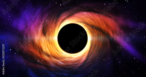 Vászonkép Black hole in galaxy center (space)