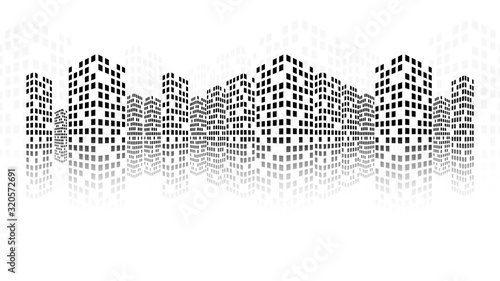 Abstract urban cityscape with black squares . vector image .