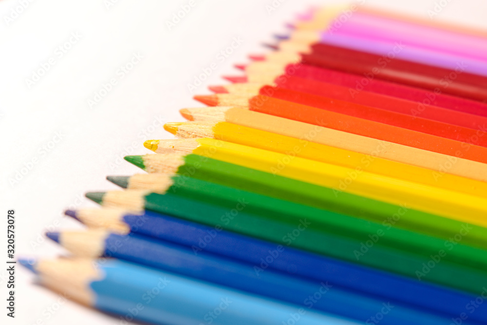 Different colored pencils on white background Different colored pencils on white background