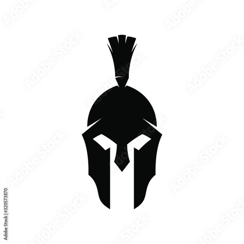 Silhouette of helmet. Vector Illustration isolated on background, Greek Helmet