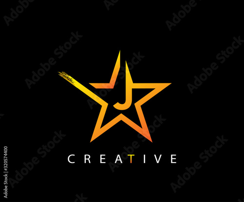 Star J Letter Digital Network   technology and digital abstract J vector logo.  