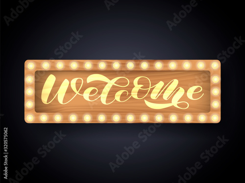 Welcome brush lettering. Vector stock  illustration for card or poster