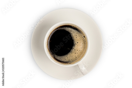 Coffee cup top view isolated on white background