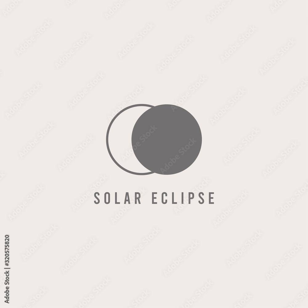 Outline Solar eclipse. Thin Line Stroke. Minimalistic Icon. Graphic vector abstract logo. Cartoon style, simple design. Space and science trendy illustration. The icon is isolated Outline Solar eclipse. Thin Line Stroke. Minimalistic Icon. Graphic vector abstract logo. Cartoon style, simple design. Space and science trendy illustration. The icon is isolated