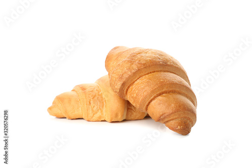 Freshly baked croissants isolated on white background