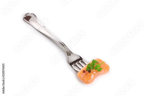 raw salmon fillet isolated on white background