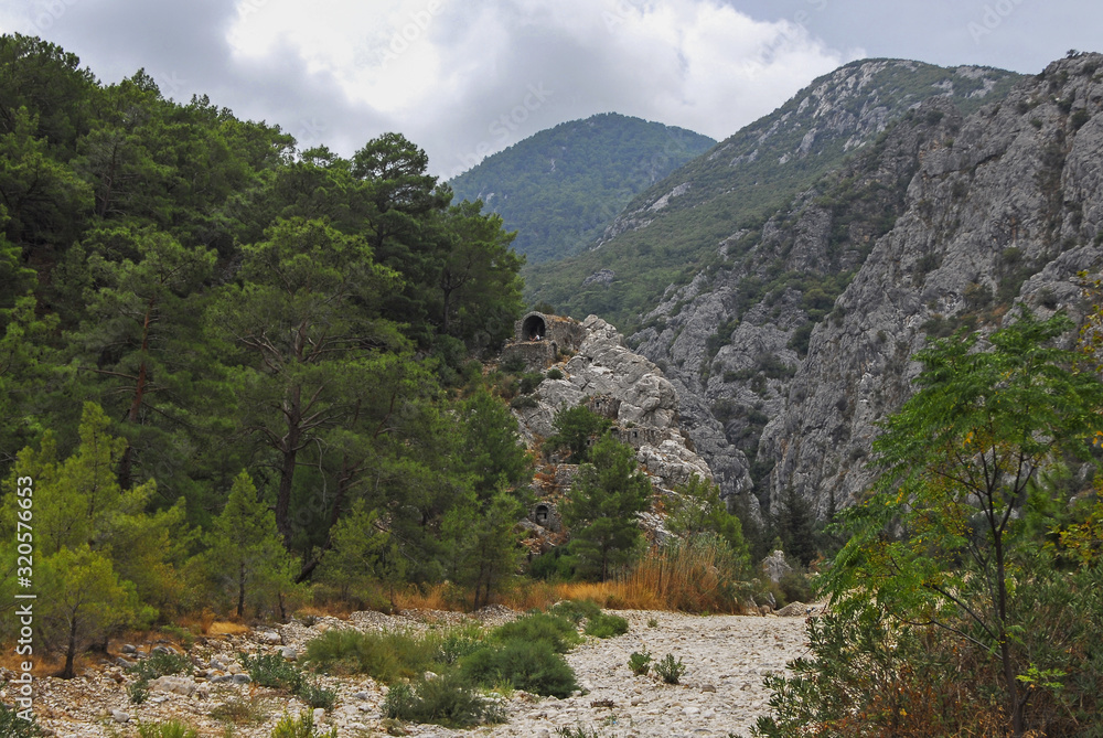 The sea and beach of Olimpos (Olympos), Antalya, Turkey .