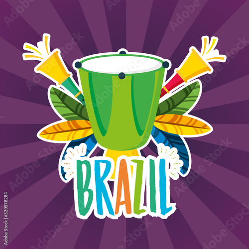 brazil carnival poster with drum instrument
