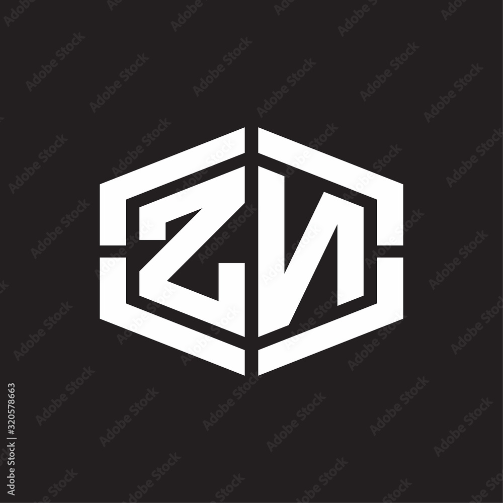 ZN Logo monogram with hexagon shape and piece line rounded design tamplate ZN Logo monogram with hexagon shape and piece line rounded design tamplate