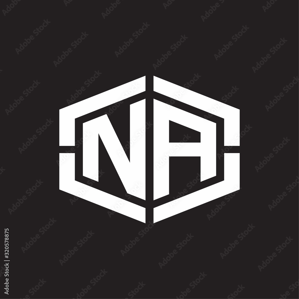 NA Logo monogram with hexagon shape and piece line rounded design tamplate NA Logo monogram with hexagon shape and piece line rounded design tamplate