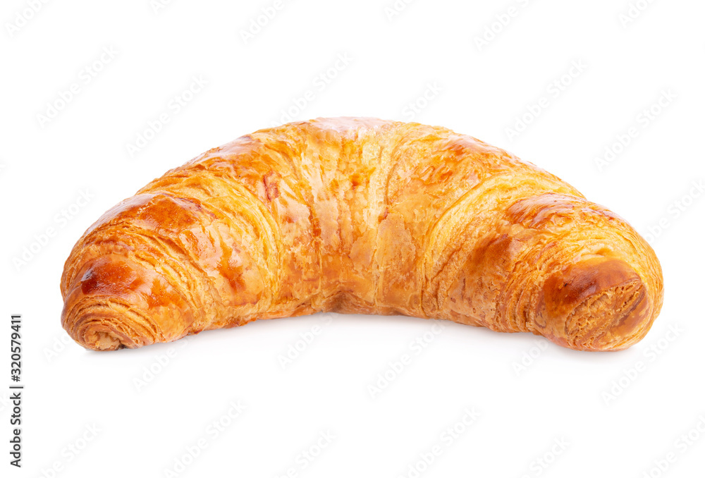 freshly baked croissant isolated on white background
