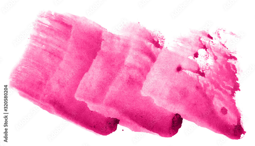 Fototapeta premium Abstract watercolor background hand-drawn on paper. Volumetric smoke elements. Pink color. For design, web, card, text, decoration, surfaces.