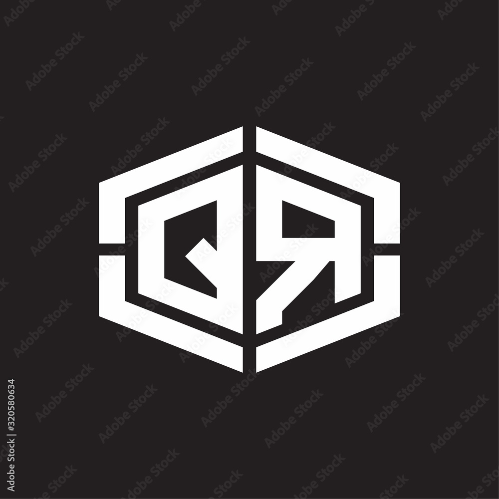 QR Logo monogram with hexagon shape and piece line rounded design tamplate QR Logo monogram with hexagon shape and piece line rounded design tamplate