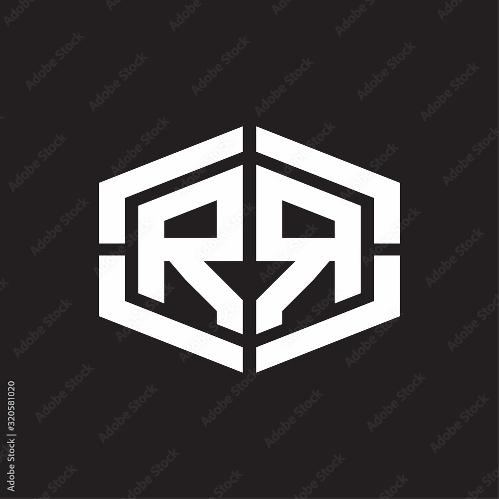 RR Logo monogram with hexagon shape and piece line rounded design tamplate RR Logo monogram with hexagon shape and piece line rounded design tamplate