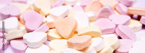 bright background from candy hearts. Valentine's day concept.