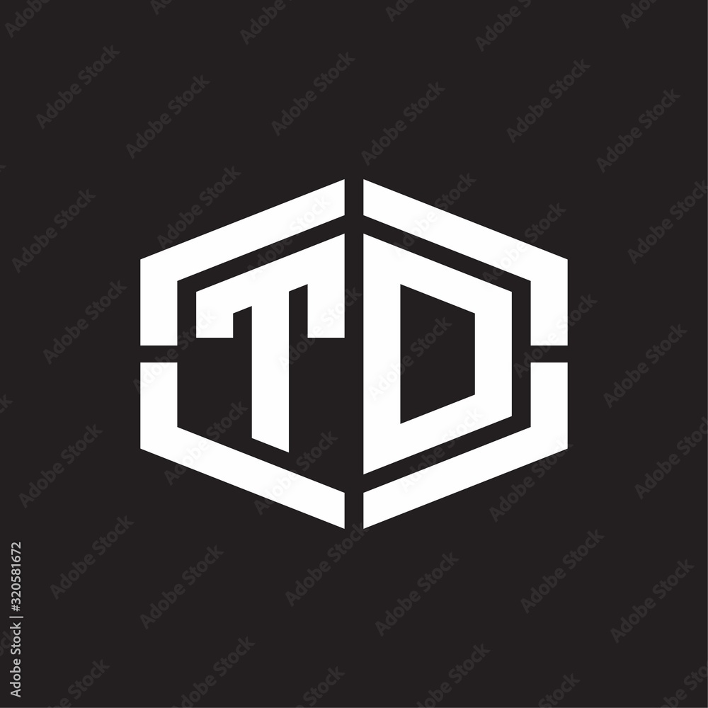 TD Logo monogram with hexagon shape and piece line rounded design tamplate TD Logo monogram with hexagon shape and piece line rounded design tamplate