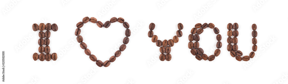 High resolution roasted coffee beans in letters High resolution roasted coffee beans in letters