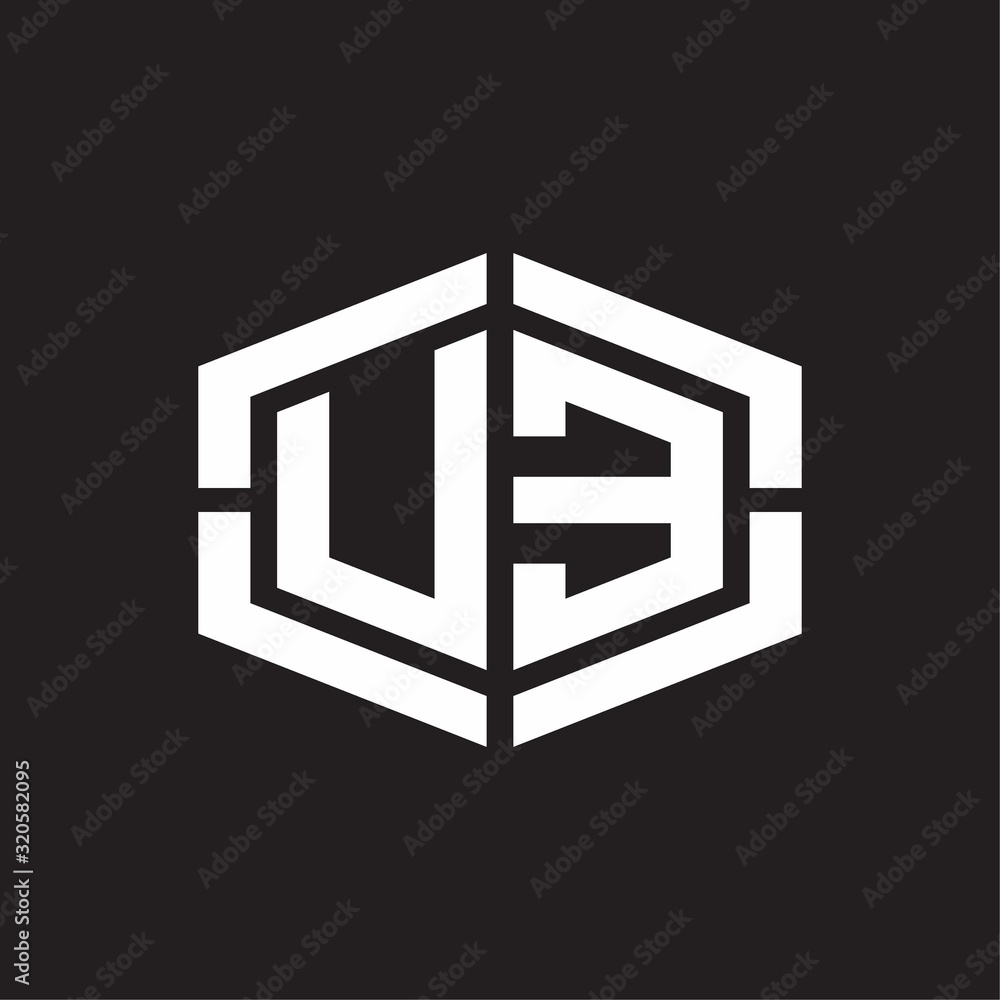UE Logo monogram with hexagon shape and piece line rounded design tamplate UE Logo monogram with hexagon shape and piece line rounded design tamplate