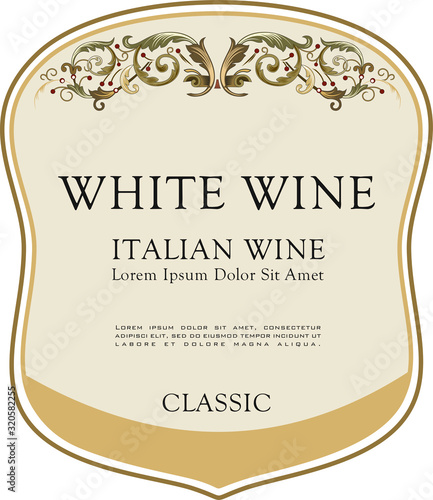 MODERN PACKAGING LABEL WHITE WINE PROSECCO ITALIAN STYLE MADE IN ITALY LUGANA