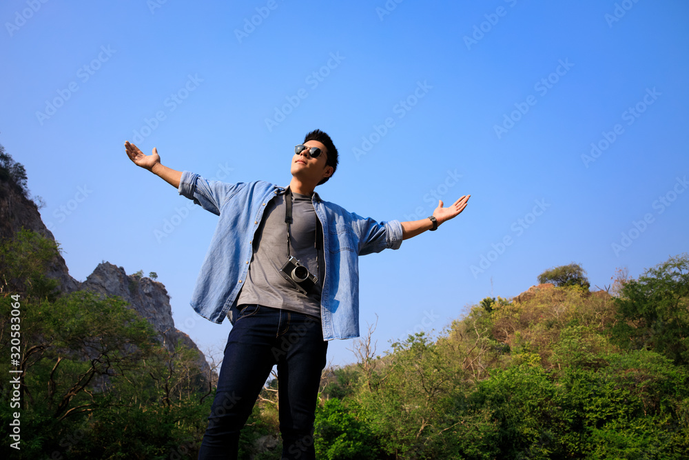 men holding arms in the nature background freedom men concept men holding arms in the nature background freedom men concept