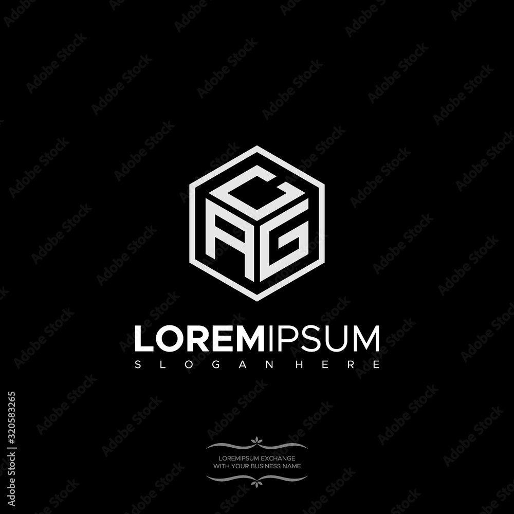 Three Icon CAG initial letters loop linked hexagon monogram logo Three Icon CAG initial letters loop linked hexagon monogram logo