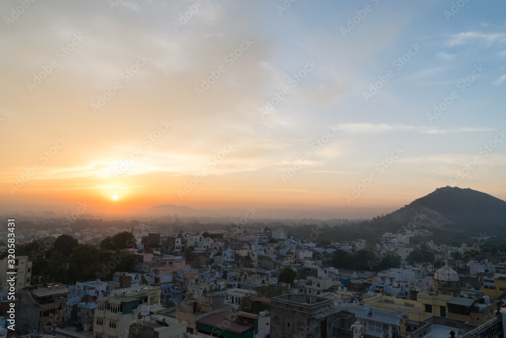 Beautiful sunrise view at Udaipur, Rajasthan, India