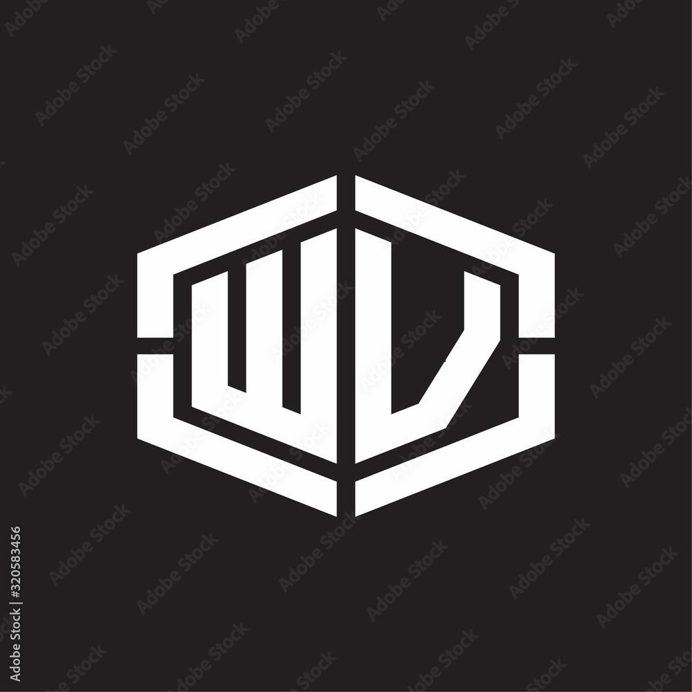 WV Logo monogram with hexagon shape and piece line rounded design tamplate WV Logo monogram with hexagon shape and piece line rounded design tamplate