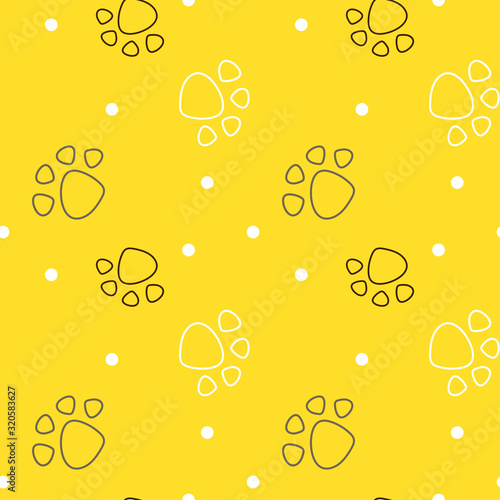 Vector seamless pattern with cat footprints. Can be used for wallpaper, web page background, surface textures.