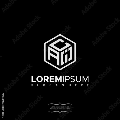 Three Icon Logo Design Letter CAI Linear Polygonal Monogram