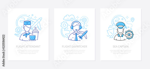 Different professions - line design style banners set