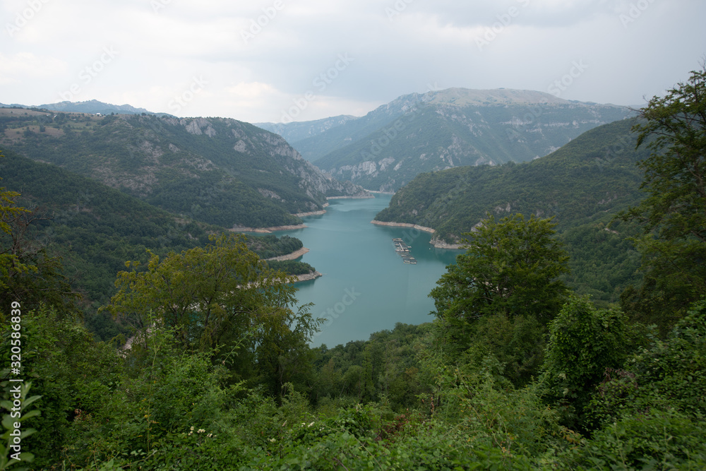 The Piva Canyon with its fantastic reservoir. Montenegro, Balkans, Europe. Beauty world