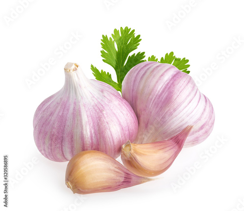 Garlic with cloves isolated on white background