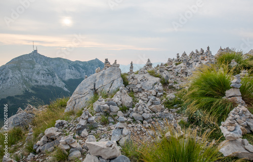 Lovcen Mountains National park at sunset in Montenegro photo