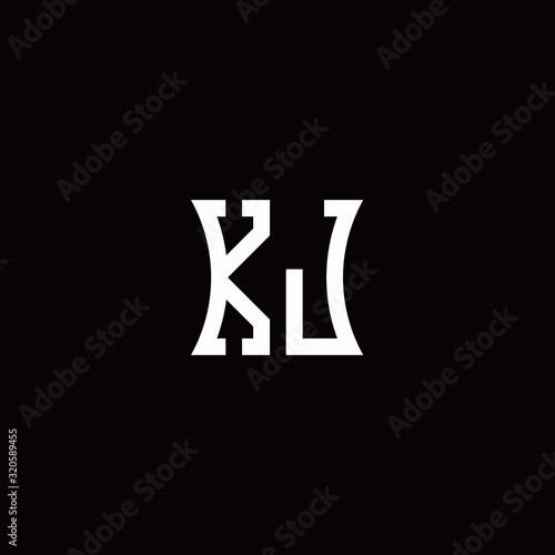 KJ monogram logo with curved side style design template