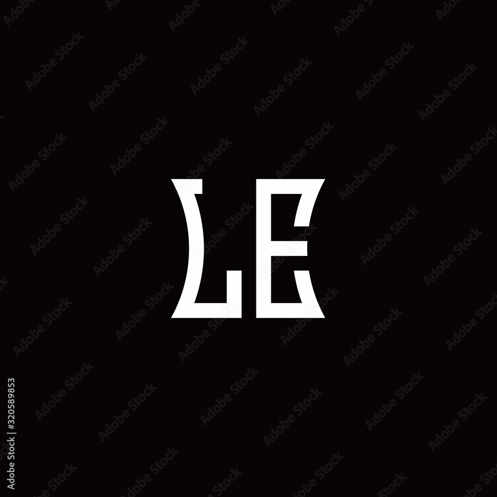 LE monogram logo with curved side style design template LE monogram logo with curved side style design template