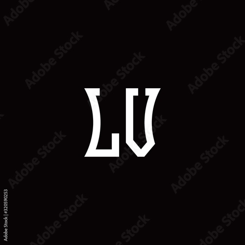 LV monogram logo with curved side style design template