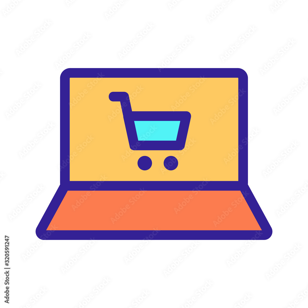 Online shopping icon vector. A thin line sign. Isolated contour symbol illustration Online shopping icon vector. A thin line sign. Isolated contour symbol illustration