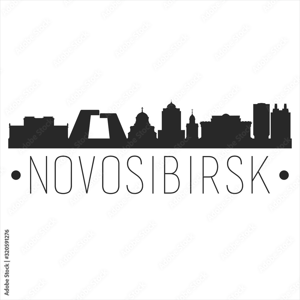 Novosibirsk Russia. City Skyline. Silhouette City. Design Vector. Famous Monuments.