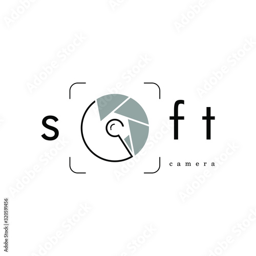 Vector illustration of initials letter S and camera, in the photography industry.