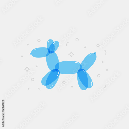 Colorful vector balloon dog. Bright decorative element for kids party, birthday, graphic print.