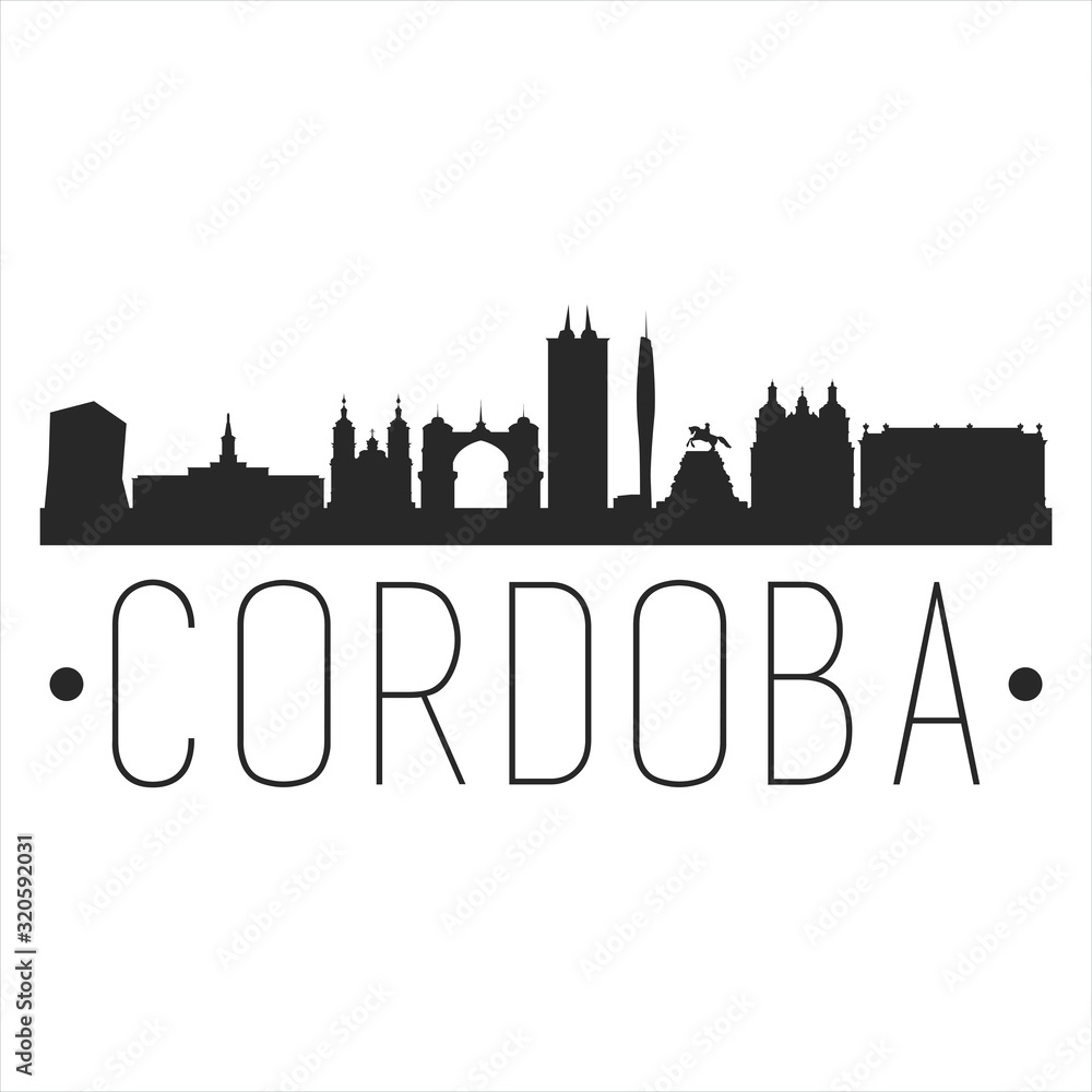 Cordoba Argentina. City Skyline. Silhouette City. Design Vector. Famous Monuments.