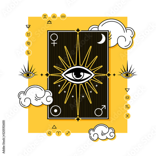 Eye of Providence. Geometric symbols astrology set. Vector illustration 