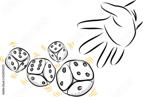 hand throwing dice luck concept vector illustration