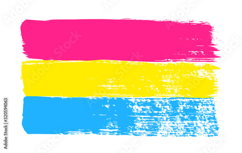 Grunge pansexual pride flag. Vector illustration Symbol of LGBT movement. LGBTQ community.